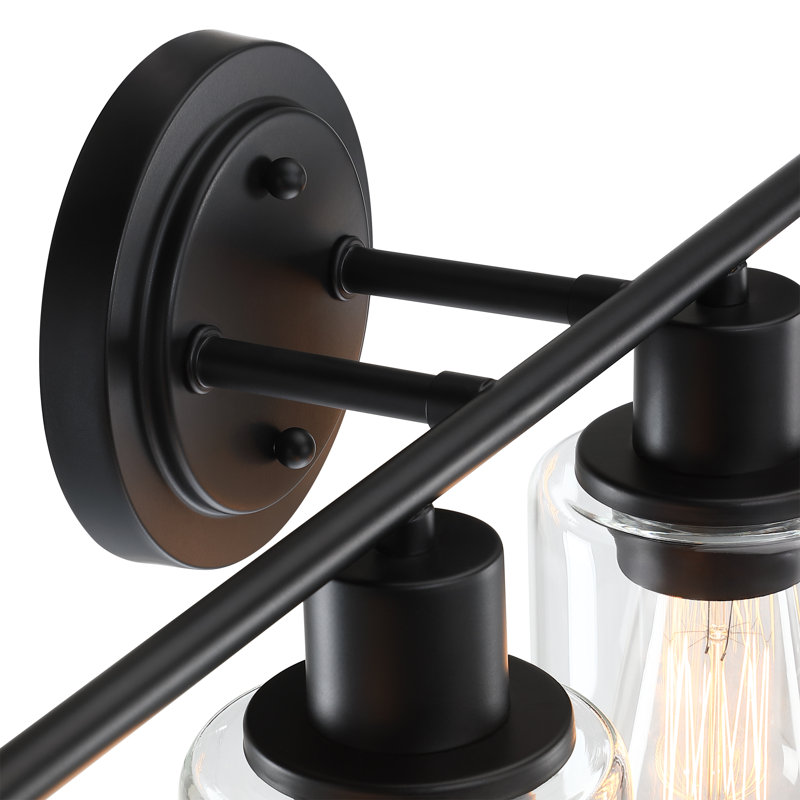 4-Light Bathroom Light Fixture with Clear Glass Shade, Matte Black