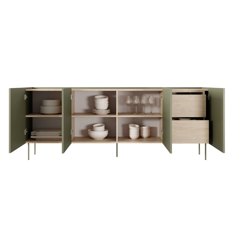 Caparro 220 Cm Wide 2 Drawer Sideboard, Olive