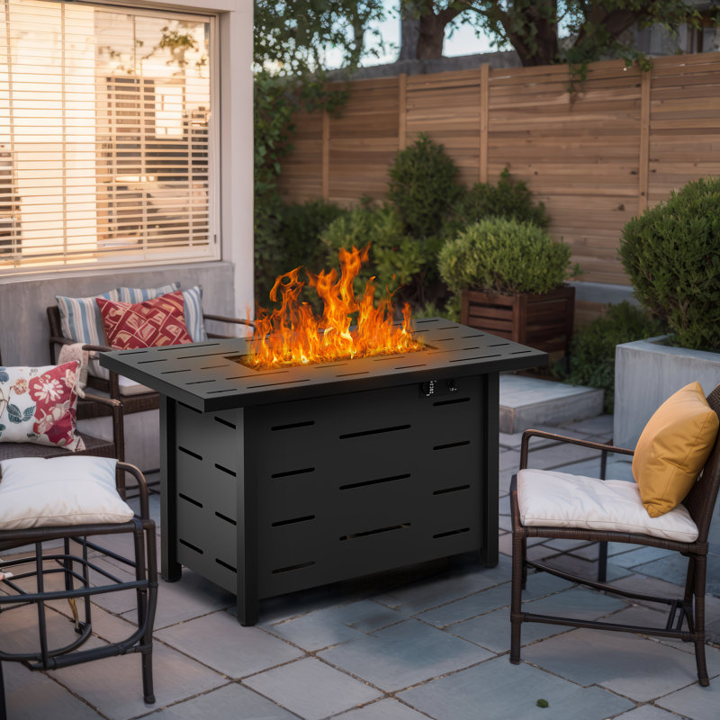  Table de foyer d'extérieur au propane avec couvercle Deriso H 24,4 po x l 42,9 po
