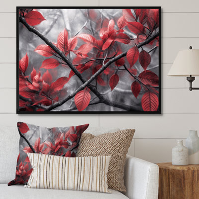 «Red Grey Leaves On Tree III», reproduction sur toile