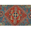 Tapis oriental en laine bleu tribal noué à la main 8 pi 10 po x 12 pi Kazak Kazak