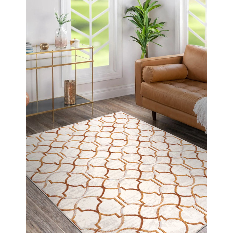 Neske Geometric Wool Area Rug, Rectangle 80 x 150cm
