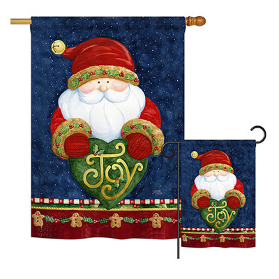 « santa holding christmas christmas », impression de noël en polyester de 2 côtés 40 x 28 po ensemble de drapeau