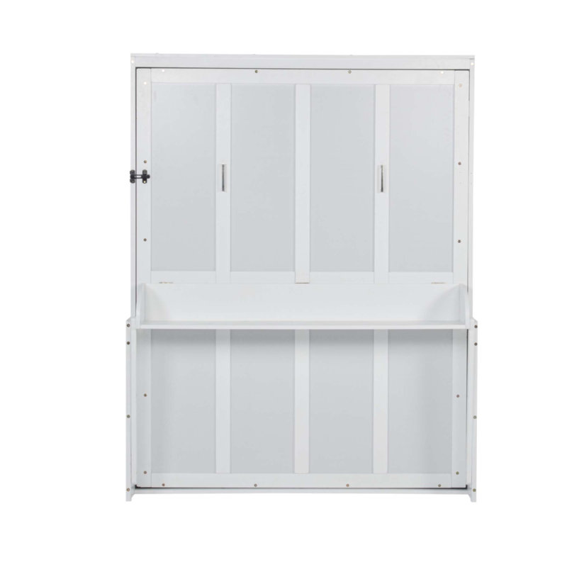 Lit escamotable vertical en bois, lit escamotable mural peu encombrant avec bureau et vérins à gaz, idéal pour la vie moderne et maximiser l'efficacité