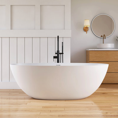 Forma 65'' Freestanding Bathtub Solid Surface Stone Resin Soaking Tub