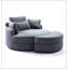 Grande chaise ronde avec rangement en tissu de lin pour le salon de l'hôtel avec coussins-522269651