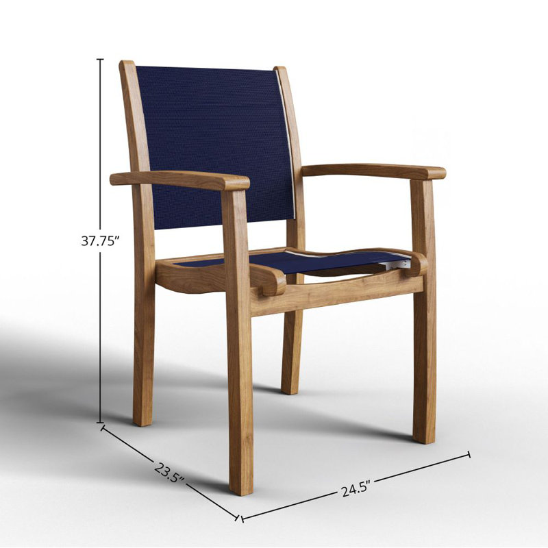 Outdoor Dining Armchair, Blue/Natural