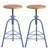Adjustable Height Bar Stool with 360° Rotating Lifting, Industrial Metal Frame Round Wooden Seat Bar Stool for Kitchen Island, Pub, Cafe, Blue, Set of 2-313887612