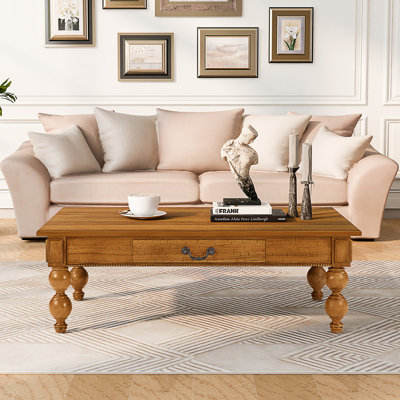 Table basse rectangulaire en bois avec tiroir de rangement (table incluse seulement)