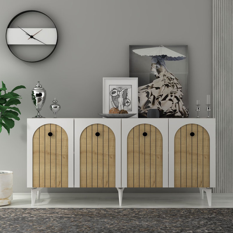 Olivia 150cm Console Table, White/Natural