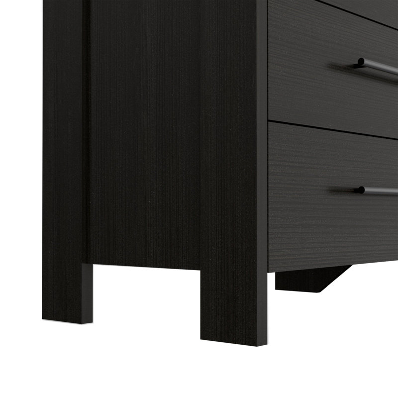  59" Black Six Drawer Double Dresser