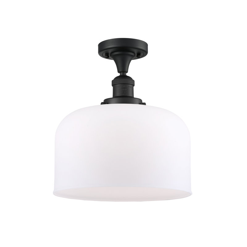 Plafonnier semi-encastré 1 lumière Bell, Ampoule DEL 6 watts rétro, Boîtier blanc mat, Noir mat