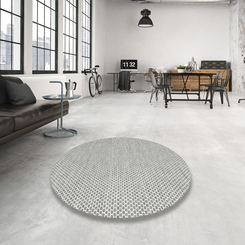 Tapis gris zone contemporaine Shutesbury, Rond 8 pi x 8 pi