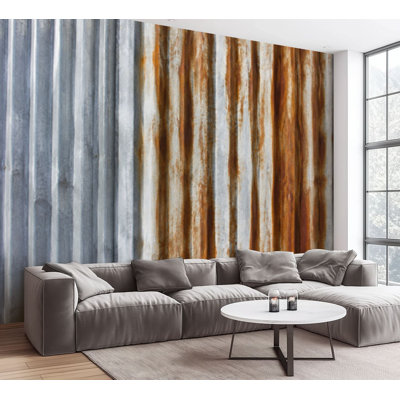 Wall Mural Peel and Stick Wallpaper Old zinc wall rusty galvanized metal panel sheeting Self-Adhesive Removable Contact Paper Wall Decor for Living Room Bedroom 100"H x 144"W