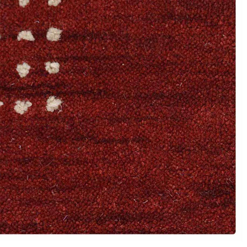 Anley Hand Knotted Loom Wool Eco-Friendly Area Rugs - Octagon | Red Color | Contemporary Modern, High Pile Thick Handmade Anti Skid Area Rugs for Living Room, Bed Room