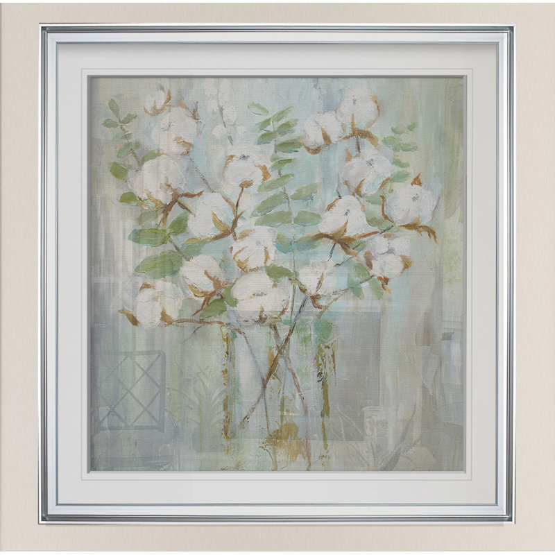 « contemporaine coton », peinture, H 24 po x l 24 po x P 2 po, Cadre argenté
