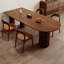 Table de salle à manger en bois massif noisette demi-cercle-1958263183