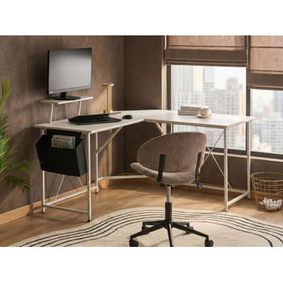 L-Shaped Metal Base Computer Desk