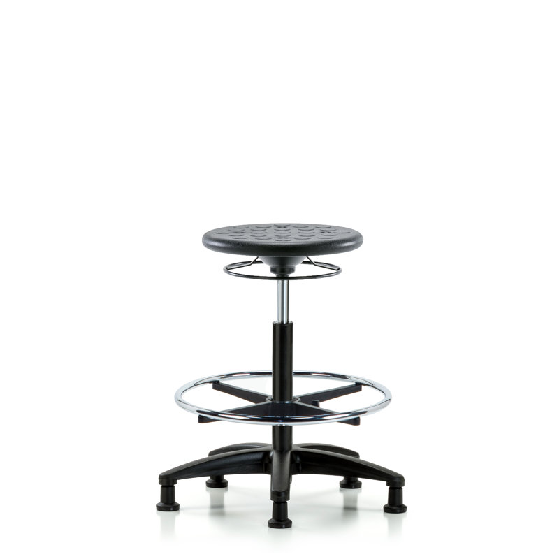 Tabouret de laboratoire à hauteur ajustable, Patins fixes, Noir