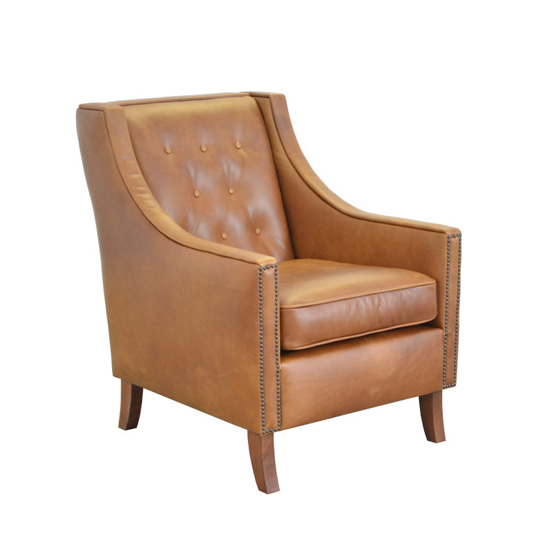 Fauteuil club Skaiste, Cuir véritable whisky vieilli