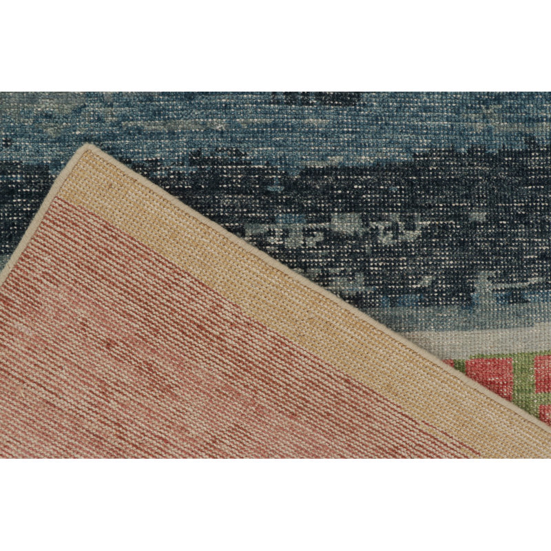 Distressed Homage Hand Knotted Wool Abstract Area Rug, Rectangle 12' x 18'