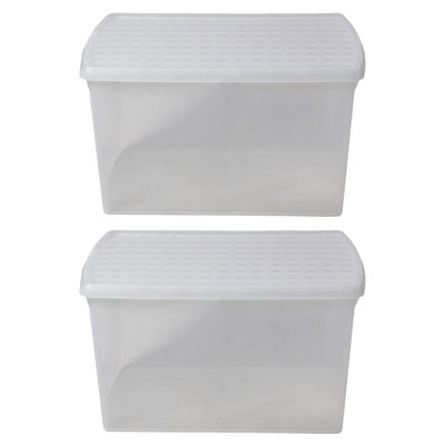 Wham Clip Rectangular Plastic Storage Boxes with Secure Clip Lock Lids Clear/Clear/Clear