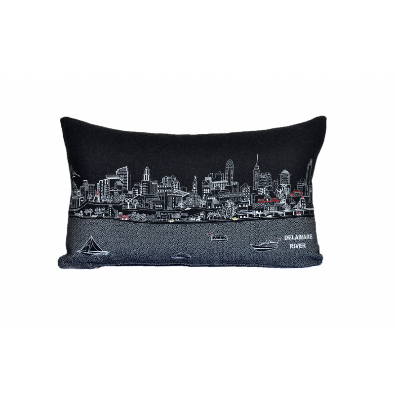 Coussin lombaire 14 "x 35" crème Philadelphia, gris, 14 po x 24 po