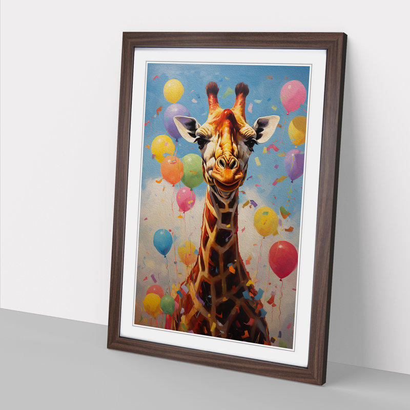 Giraffe Contemporary - Framed Print, Walnut, 34cm H x 25cm W x 2cm D