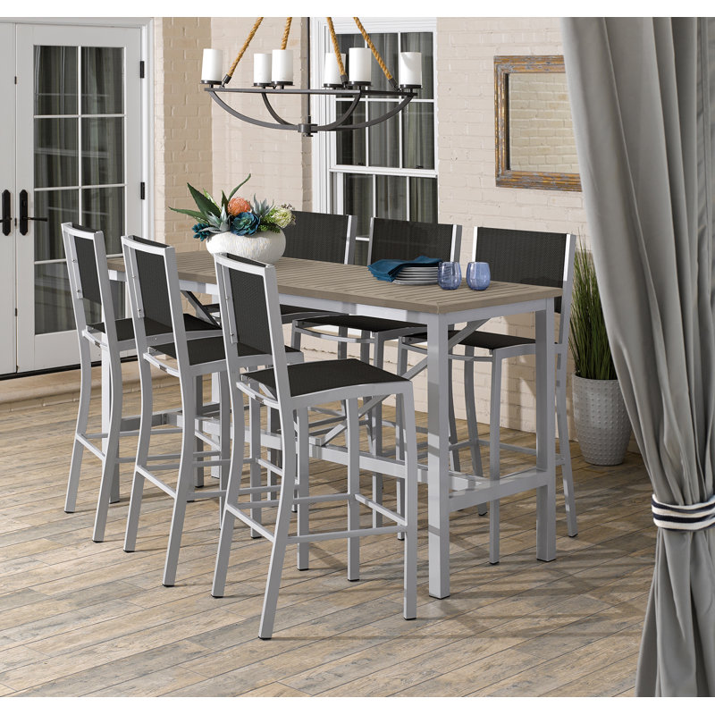 Travira Aluminum Bar Table, Teakwood Vintage