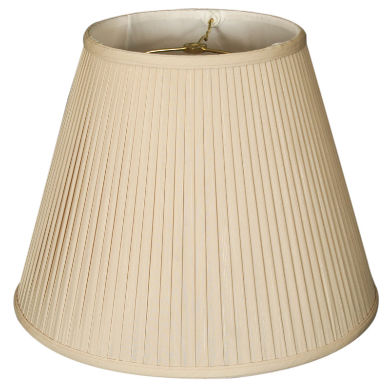 Abat-jour empire en soie/chantoung (araignée), Beige/Or, H 14 po x l 18 po x P 18 po