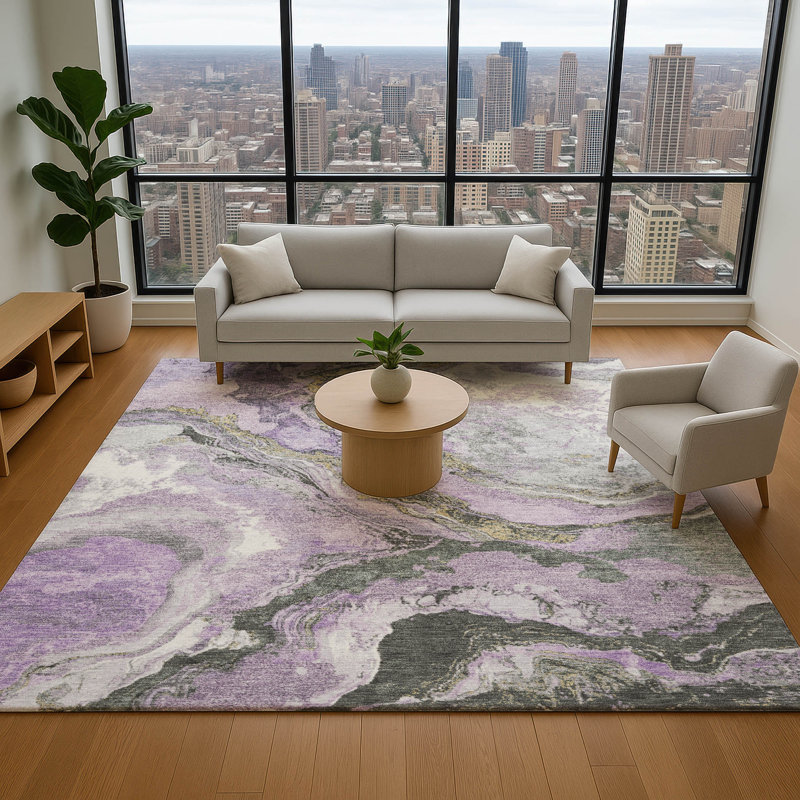 Premium Machine Washable Mayfield AMF1908 Abstract Rug, Rectangle 8' x 10'