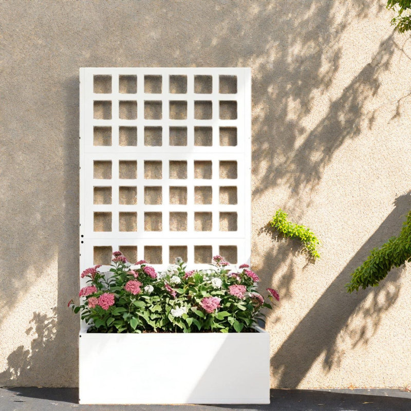 Boîte à fleurs moderne en acier blanc, solution de jardin vertical pour espaces extérieurs