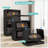 Black,24" Side Wide Folding Storage Cabinet ,4 Tiers,23.62"×13.78"×48.43",Collapsible Storage Bins With Magnetic Door, Plastic Storage Cabinet With Wheels