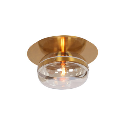 Plafonnier encastré 14 po Nottingham, laiton antique, verre ambré