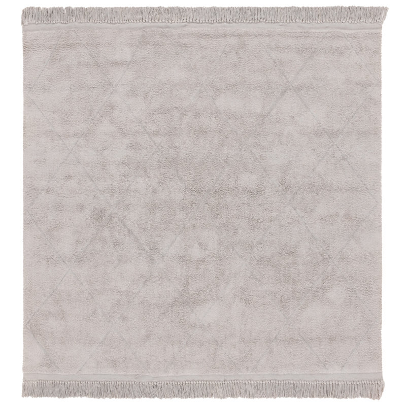 Laibaa Hand Woven Recyclyed Cotton Pile Machine Washable Geometric Rug, Square 6'