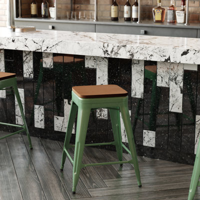 Briahnna Indoor/Outdoor Backless Counter Stool with Poly Resin Seat