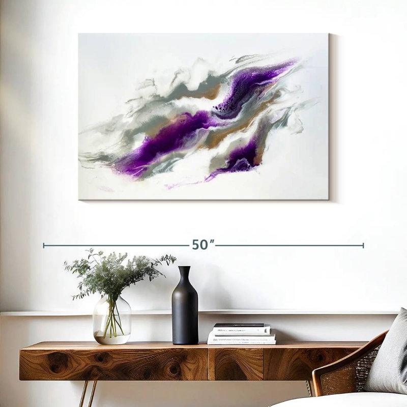 Gris Avery et ciel violet, H 26 po x l 39 po