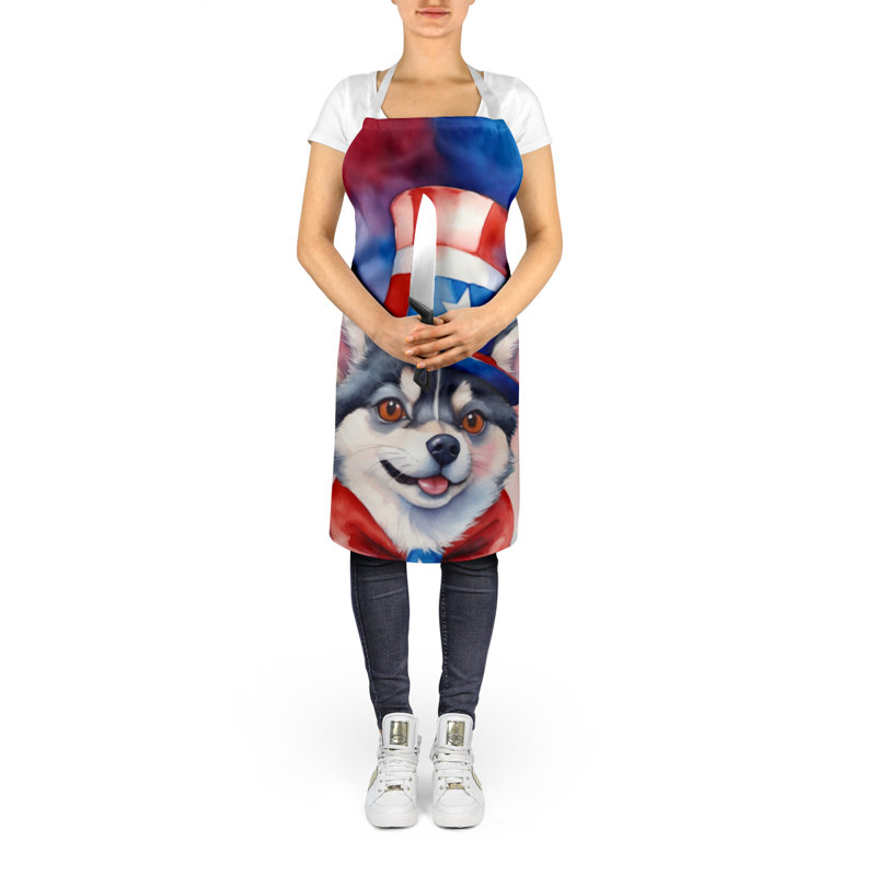 Patriotic American Apron, Alaskan Klee Kai
