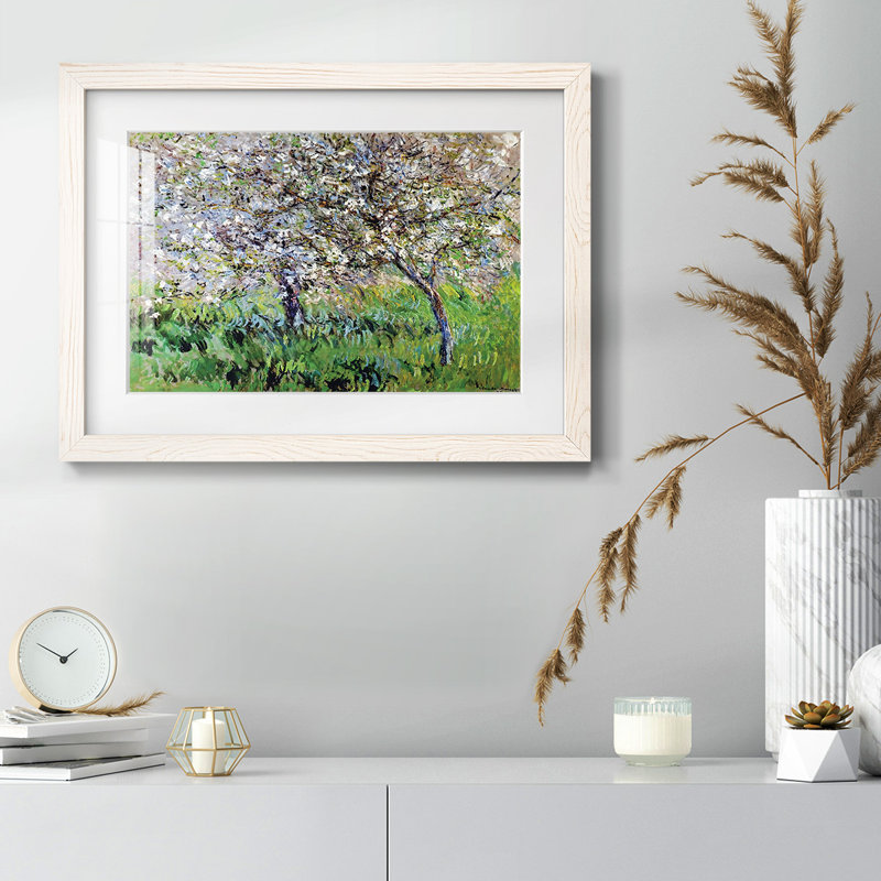 Pommiers en fleurs à Giverny, 1900, Cadre blanc, H 18 po x l 26 po x P 1,5 po