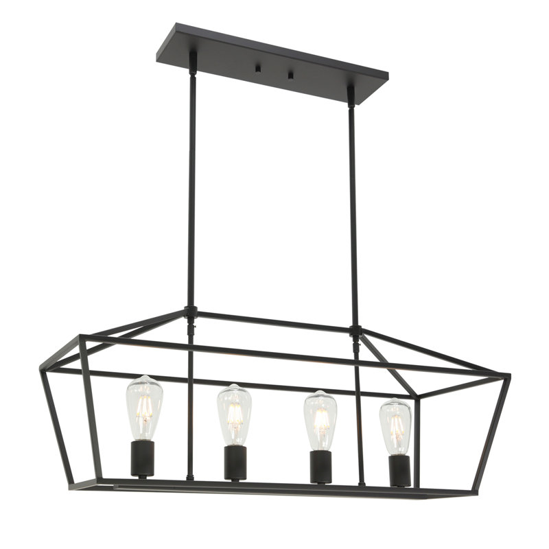 Luminaire suspendu linéaire à 4 lumières pour îlot de cuisine Keim, Noir