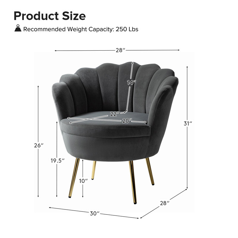 Fauteuil demi-tonneau en velours 30 po Hendrix, Gris