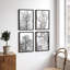 "Noir et blanc vue du sol, arbres, photographie de nature abstraite, décor moderne", 4 pièces-101520326-101520331