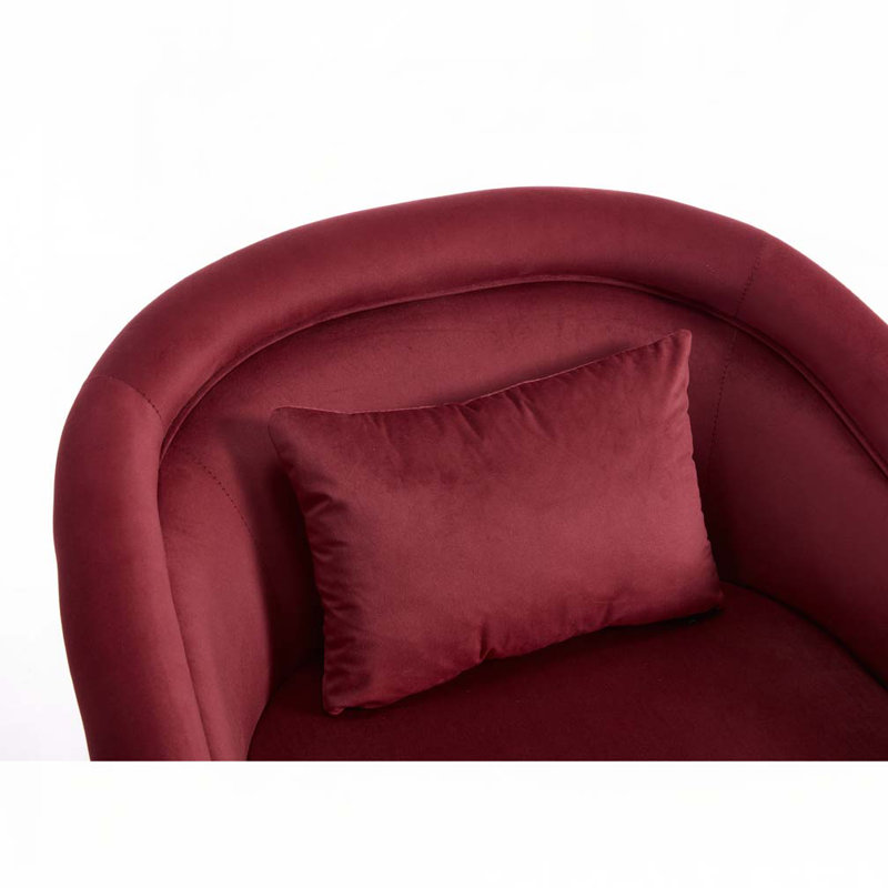 30.71" Swivel Barrel Chair with Teddy Upholstery, Wine Red