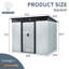 Rangement extérieur en métal de 8 pi x 6 pi avec fonction de ventilation - Améliorez le jardin, la remise de l'air de la pelouse et le fond imperméable gardent les articles au sec-122098269