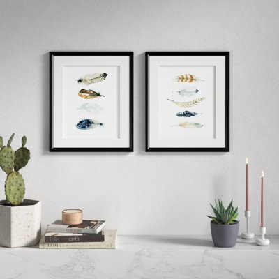 Feather Collection - 2 Piece Picture Frame Graphic Art Print Set