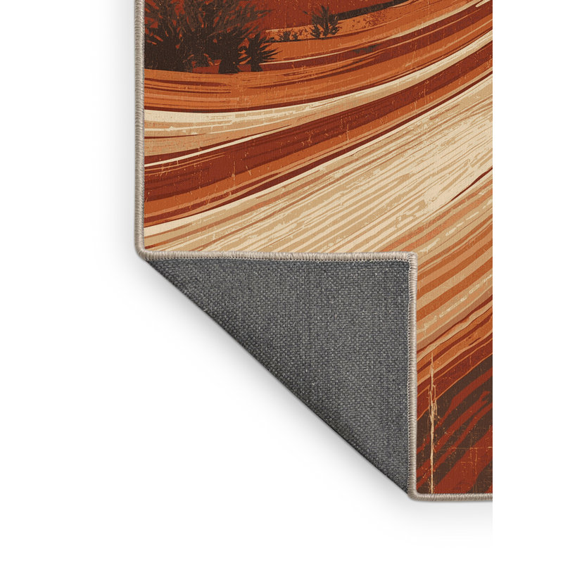 Tapis moelleux moelleux à l'allure rustique et rustique en brun - beige, Rond 7 pi