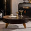 Table basse ronde 39,37 "avec espace de rangement, convenant au salon et au bureau, brun-1699969957-1699969978-1699969977