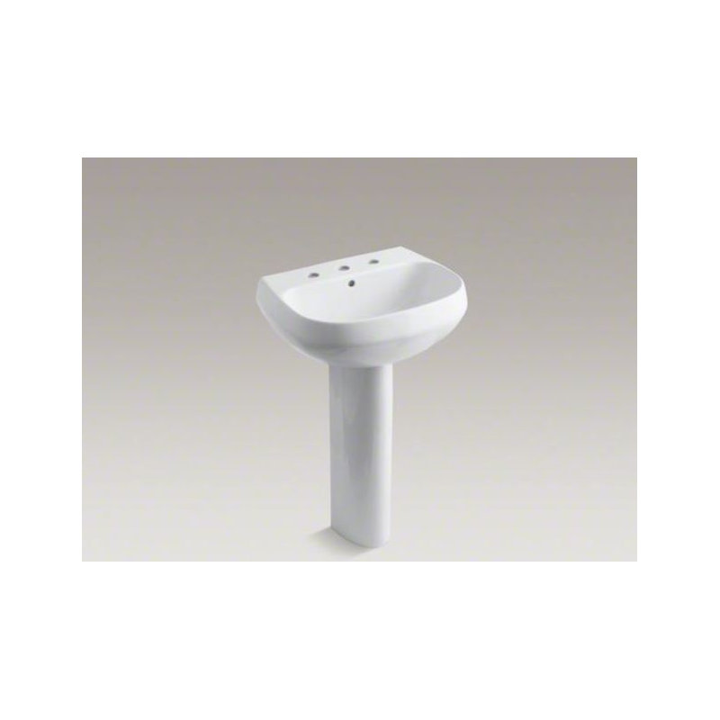 Wellworth Ceramic Pedestal Bathroom Sink with Overflow, 4" Centers, Timberline