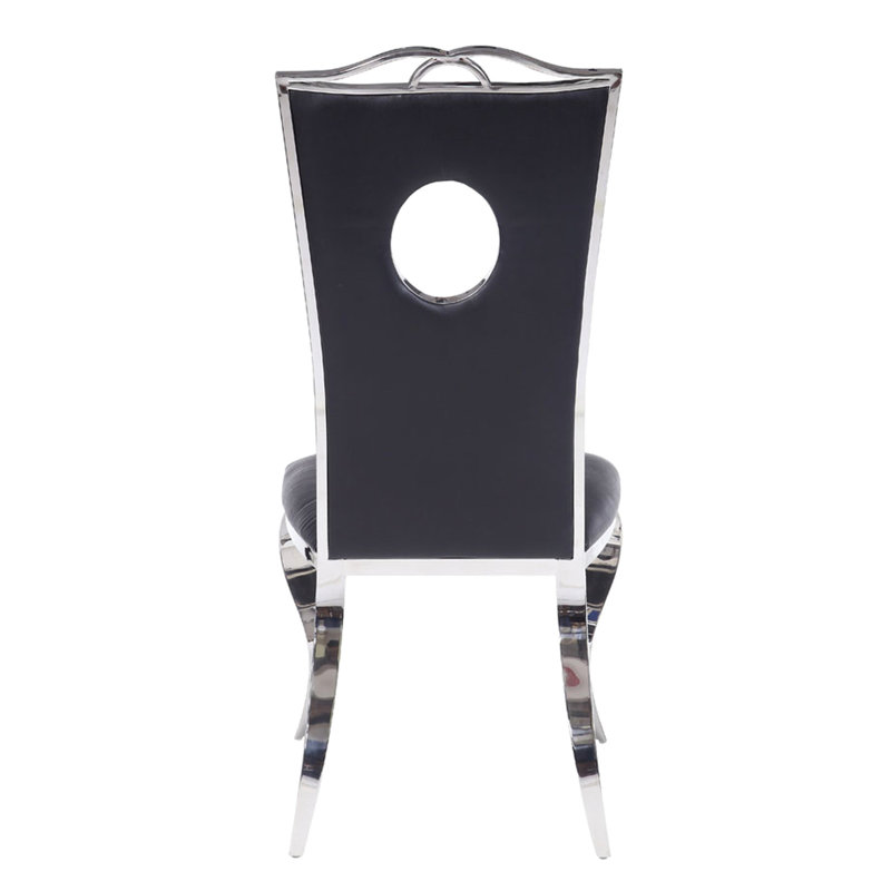 Chaise d'appoint 2 pièces pour la salle à manger, coussin noir et mousse haute densité, dossier découpé, aucun assemblage requis