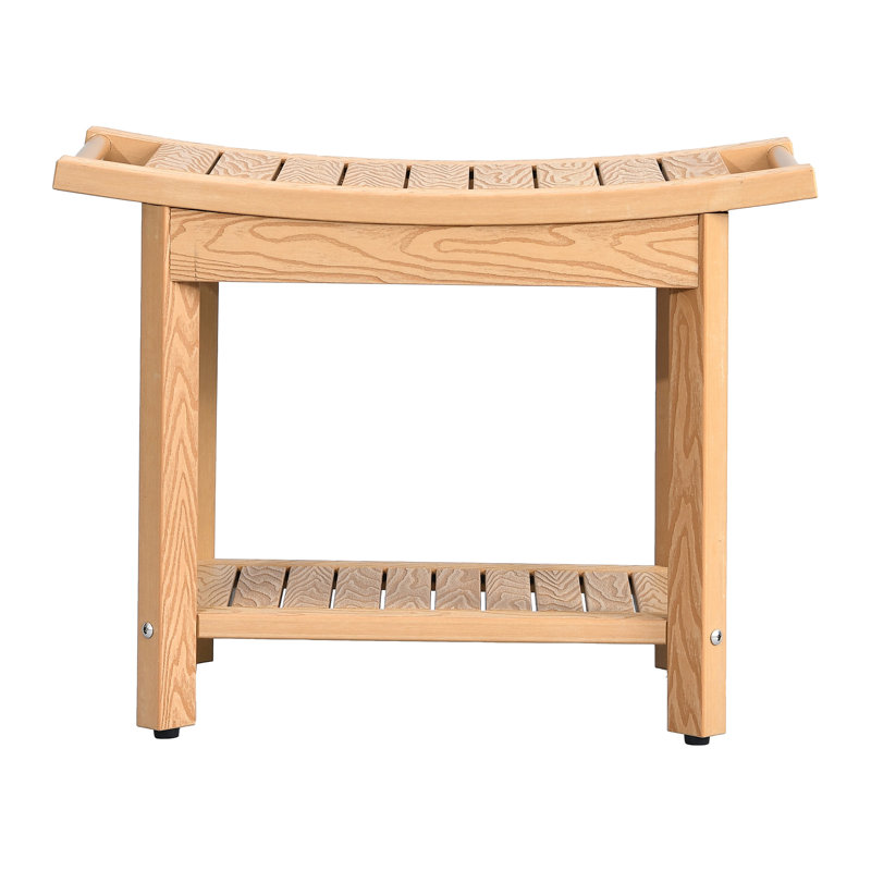 Banc de douche en bois manufacturé Ayondela, Beige